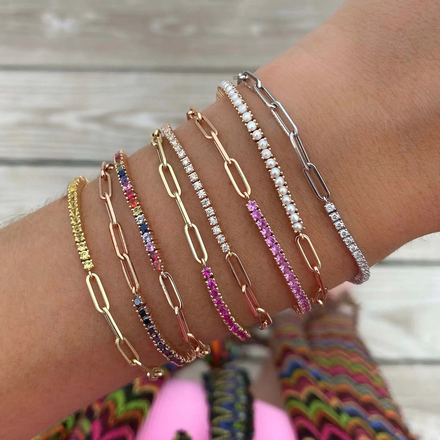 Cubic Zirconia Gold Tennis Bracelet