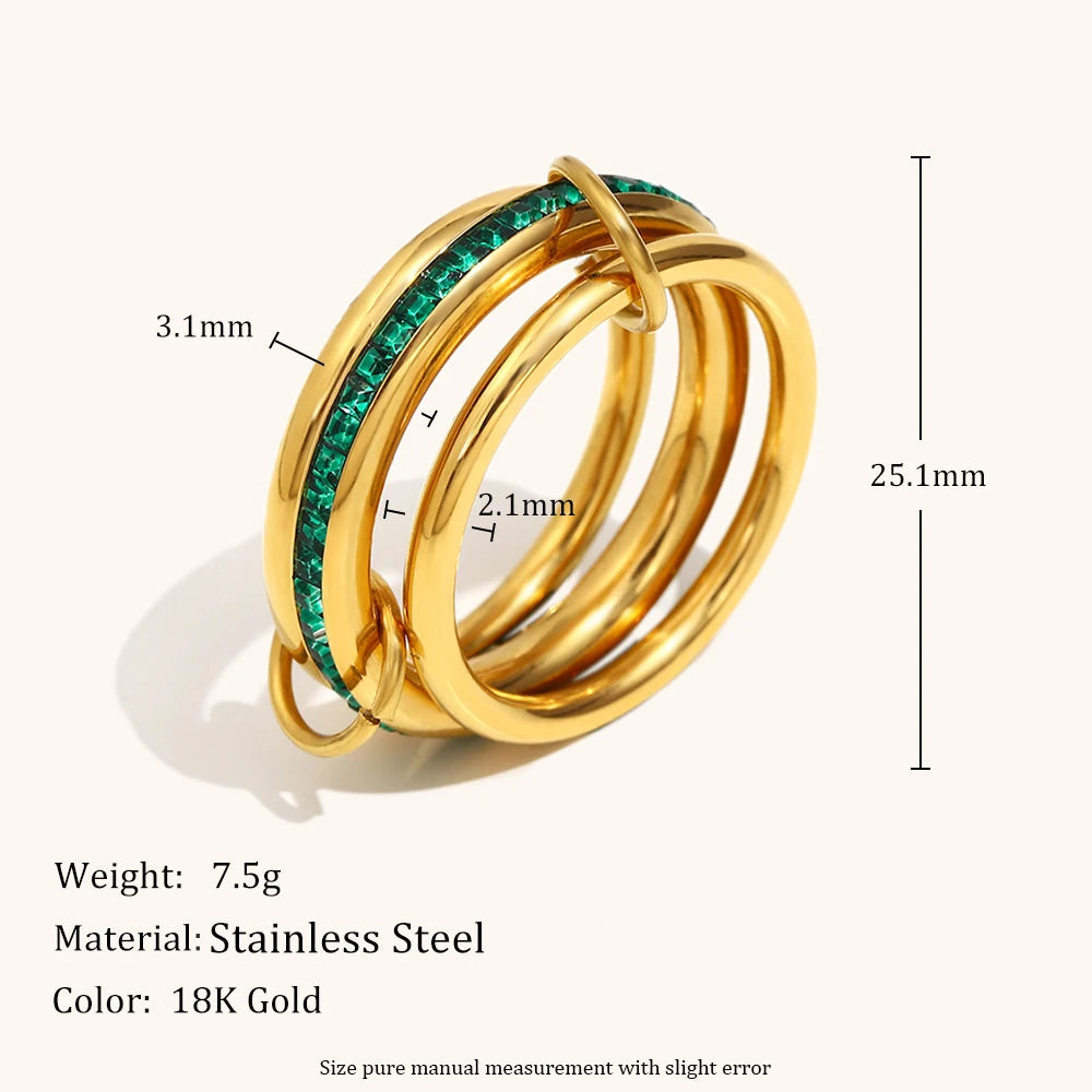 Multi-Layer Mixed Color Zircon Ring