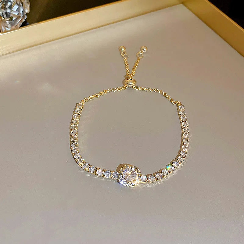 Cubic Zirconia Gold Tennis Bracelet