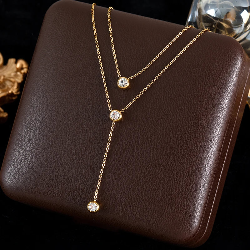 Clover Flower Zircon Necklace
