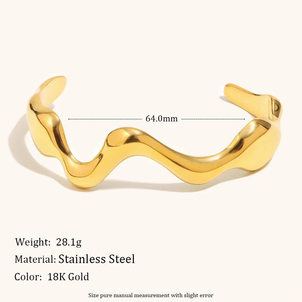 Exaggerated Irregular Liquid Open Bangle