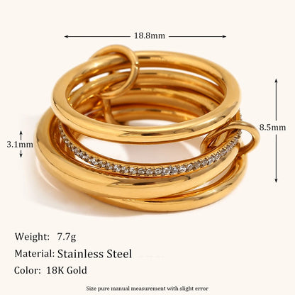 Multi-Layer Mixed Color Zircon Ring