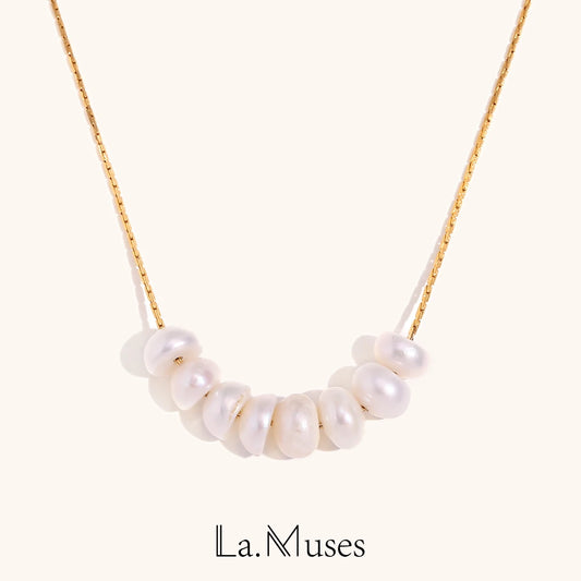 Natural Pearl Beaded Thin Chain Necklace