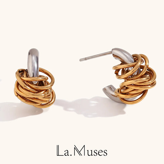 Mini Gold & Silver C-Shaped Hoop Earrings