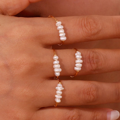 Elegant Freshwater Pearl Gold Ring
