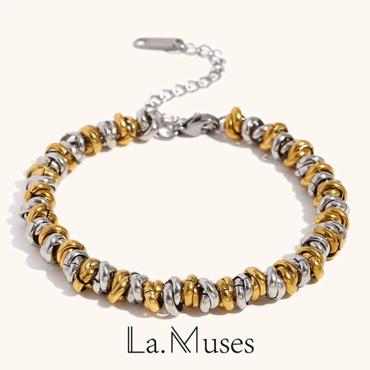Gold & Silver Dual-Color Beaded Necklace