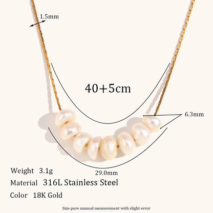 Natural Pearl Beaded Thin Chain Necklace