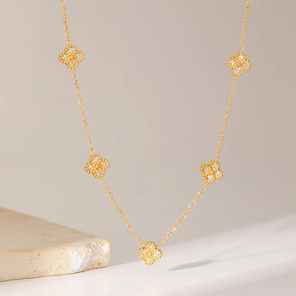Clover Flower Zircon Necklace