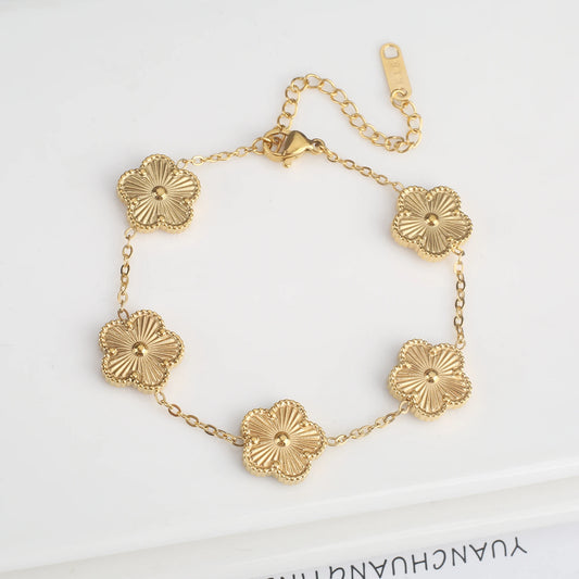 Adjustable Five-Leaf Clover Bracelet