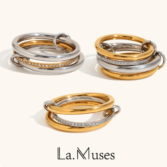 Multi-Layer Mixed Color Zircon Ring