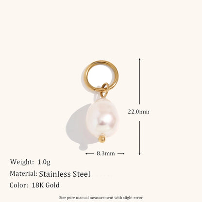 Asymmetric Diamond & Pearl Charm Hoop Earrings