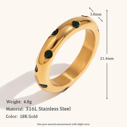 18K Gold Cubic Zirconia Stainless Steel Ring