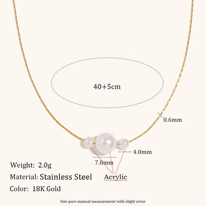 Natural Pearl Beaded Thin Chain Necklace