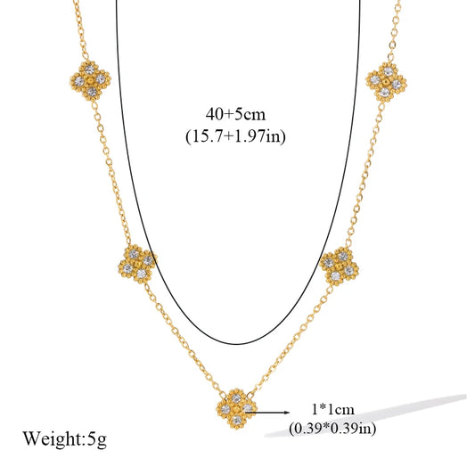 Clover Flower Zircon Necklace