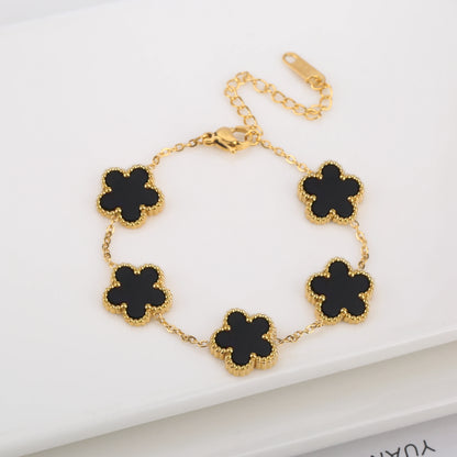 Adjustable Five-Leaf Clover Bracelet
