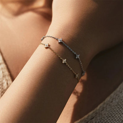 Crystal Flower Stainless Steel Bracelet