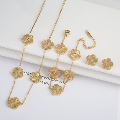 Adjustable Five-Leaf Clover Bracelet