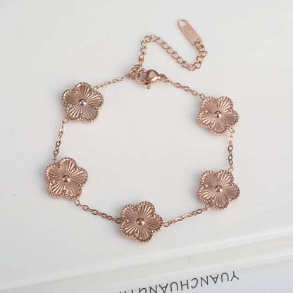 Adjustable Five-Leaf Clover Bracelet