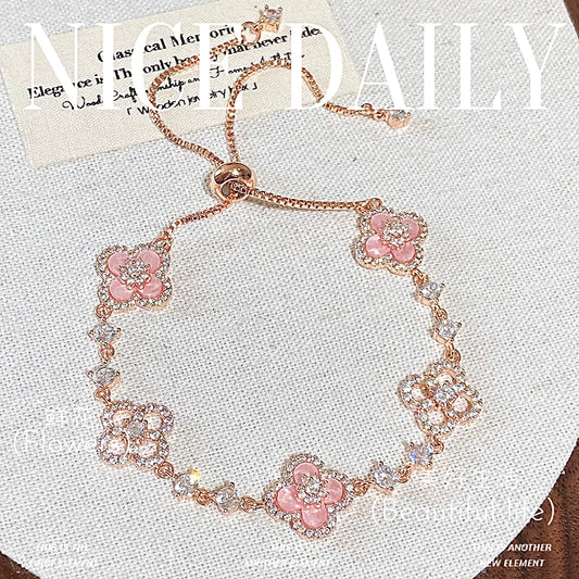 Pink Four-Leaf Clover Bracelet