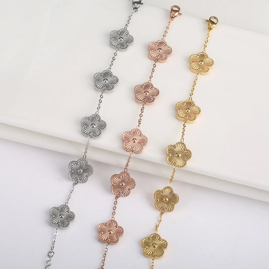 Adjustable Five-Leaf Clover Bracelet