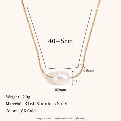 Natural Pearl Beaded Thin Chain Necklace
