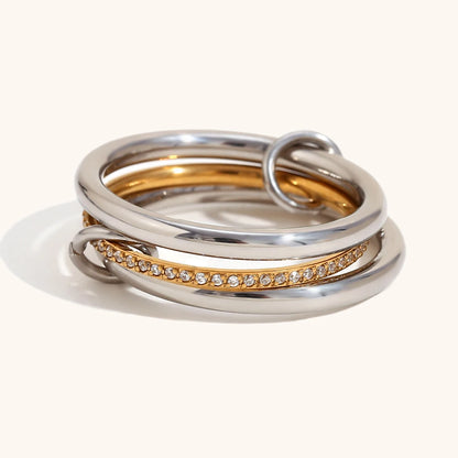 Multi-Layer Mixed Color Zircon Ring