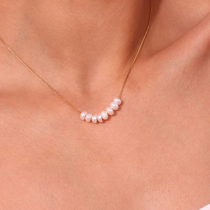 Natural Pearl Beaded Thin Chain Necklace
