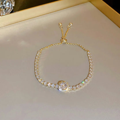 Cubic Zirconia Gold Tennis Bracelet