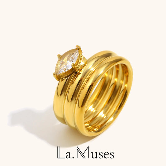 Multilayer Horse Eye Zircon Ring