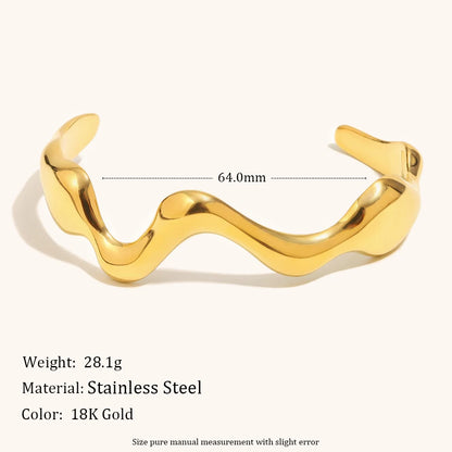 Exaggerated Irregular Liquid Open Bangle