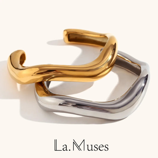 Exaggerated Irregular Liquid Open Bangle